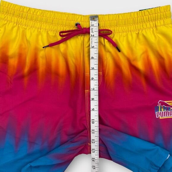 $60 Puma Swim Board Shorts Mens Medium Tie Dye 7" Colorful Lava Above Knee 2023 - Picture 13 of 14